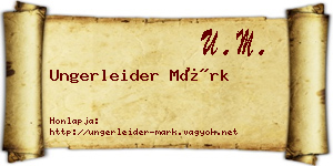 Ungerleider Márk névjegykártya